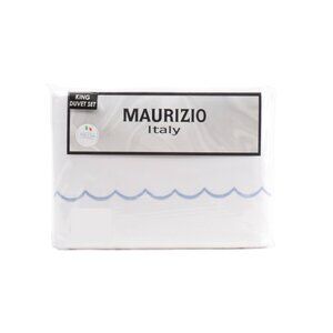 MAURIZIO ITALY White Made In Italy Scalloped Edge Duvet Set